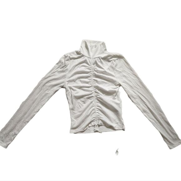 New AFRM Ladies White Ruched Crop Long Sleeve Top - Size Small - Picture 1 of 6